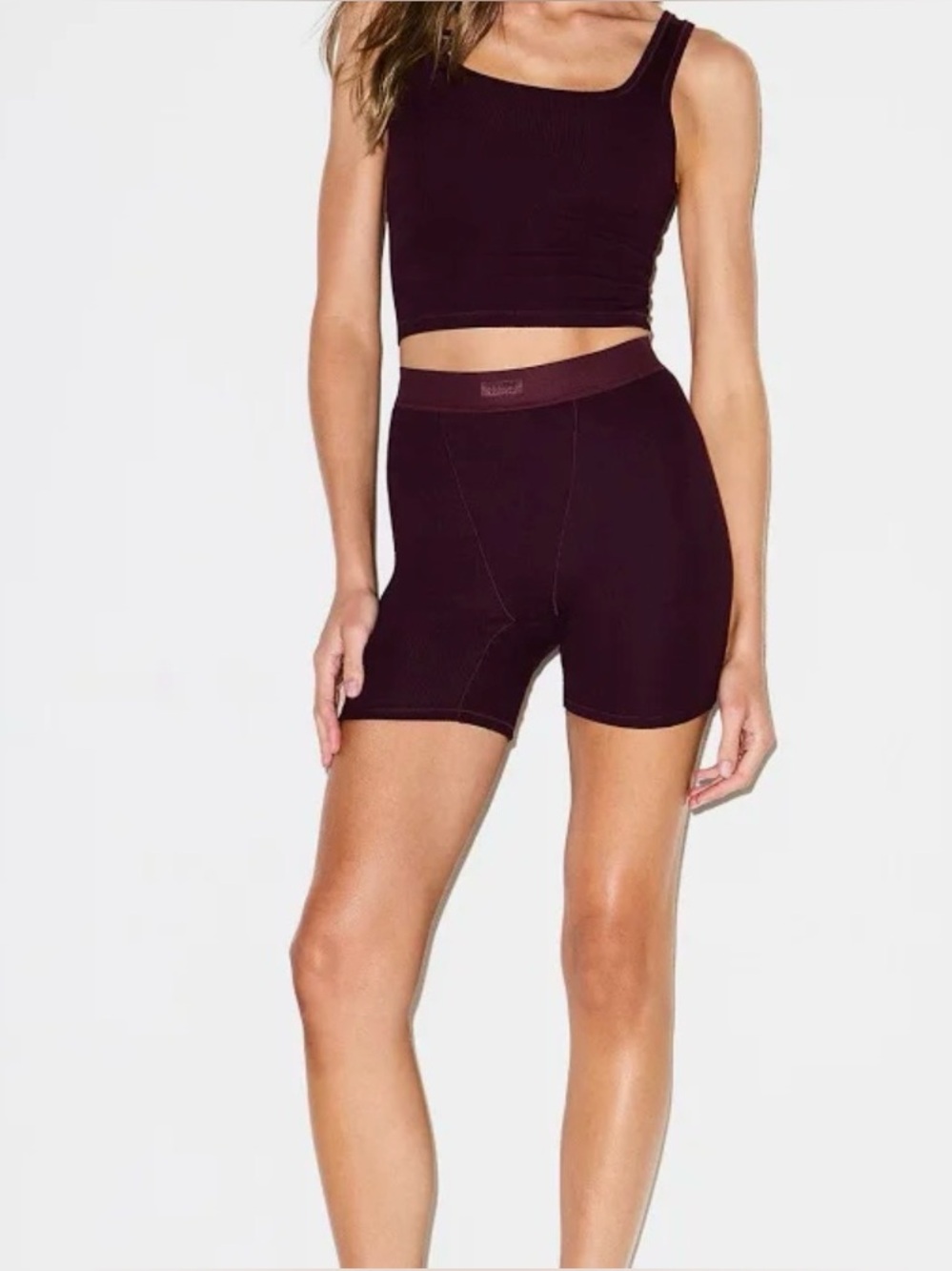 NWOT SKIMS Cotton Rib Boxer Shorts in Currant size XL